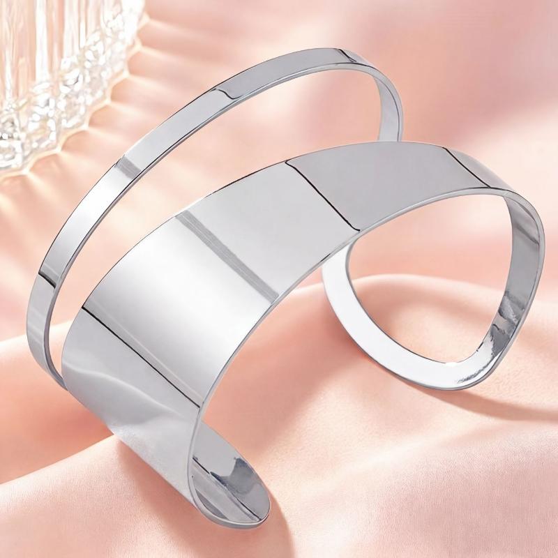 Wide Open Adjustable Hollow Irregular Bracelet Hip Hop Street Bangle Trendy Jewelry for Couple Matching Wear