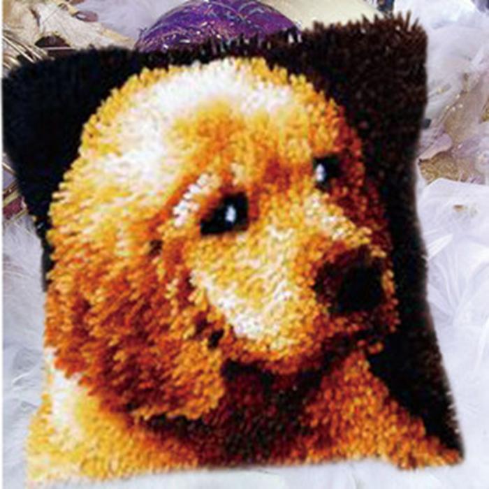 Cute Animal Latch Hook Pillow Smyrna Package Hooks Hand Knitted Dog Embroidered Pillow Carpet Embroidery Set Latch Hook Rug Kits
