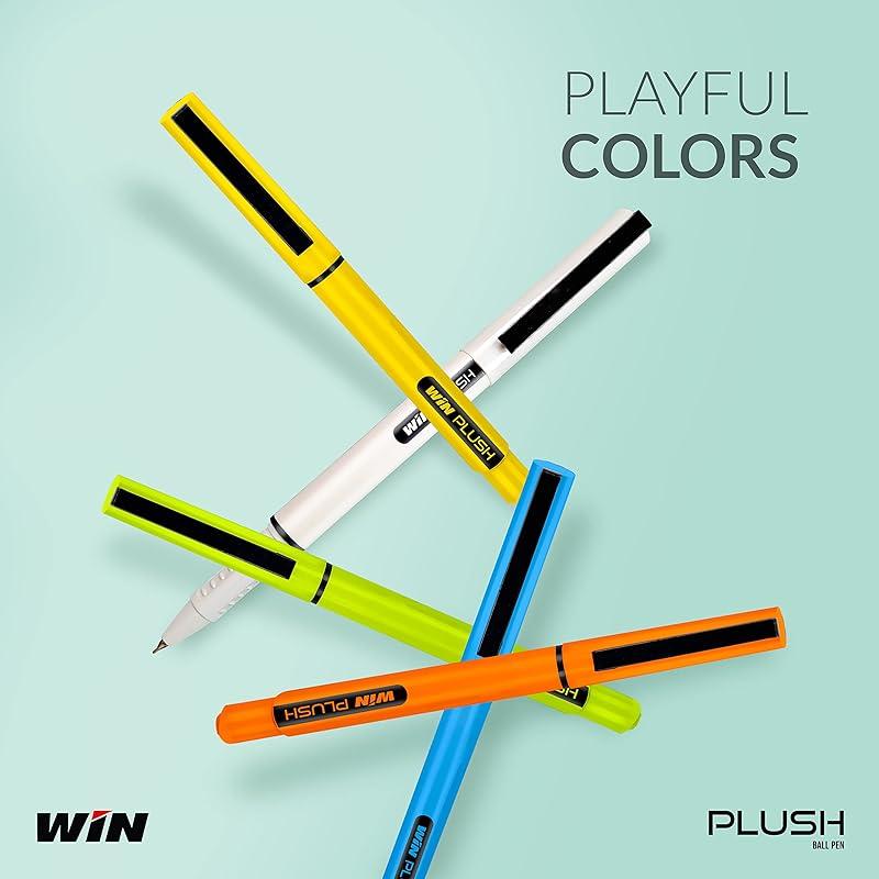

WIN Plush Ball Pen | 20 Pens (10 Blue Ink & 10 Black Ink) | Bright Body Colours | 0.7 mm Tip | Pens for Writing | Office 201