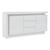 Credenza 140*35*72cm, Cassettiera per Camera da Letto, Soggiorno, con 3 Cassetti, Ripiani Regolabili e 2 Ante, Mobile Laccato Lucido con LED, Bianco