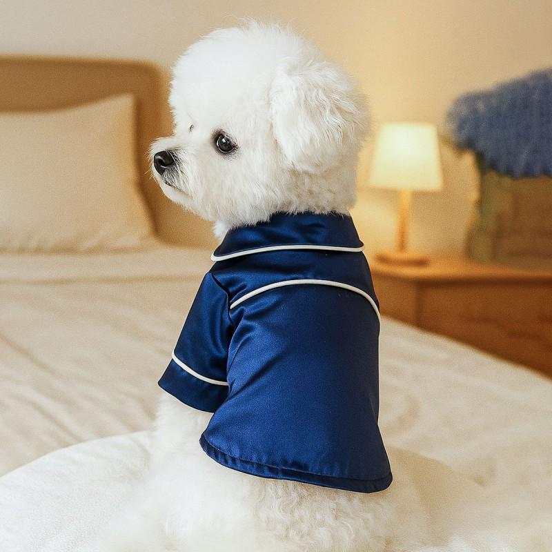 Pet Silk Pajamas Small Dogs Cats - Princess Style Two-Legged Clothes Teddy Bichon Pomeranian French Bulldog