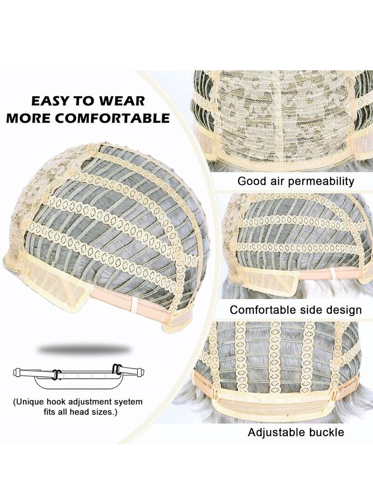 Men Wigs Short Silver Gray Wig Synthetic Heat Resistant Natural Halloween Cosplay Hair Wig