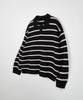NODU Multi-Color Block Collared Stripe Knit T-Shirt [Black]