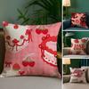Cute Strawberry Print Pillow Case Home Double-Sided Printing Short Plush Colorfast Microfiber Cushion Cover