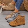 Damen Wildleder Kurzstiefel Herbst Winter Neu Weiche Sohle Leichte Bequeme Stiefeletten Mode Kreuzgebunden Rutschfest Freizeit Flachschuhe