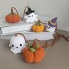 Halloween Crochet Pumpkin And Ghost Car Pendant Handmade Mini Knitted Ghost Pumpkin Hanging Ornament for Car Rear View Mirror Interior Accessories