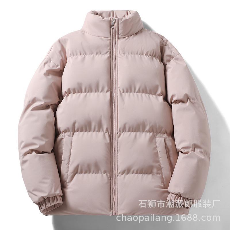 Einfarbig Stehkragen Baumwollgepolsterte Kleidung Herren Neu Winter Verdickt Warm Brot-Kleidung Locker Trend Baumwollkleidung Jacke