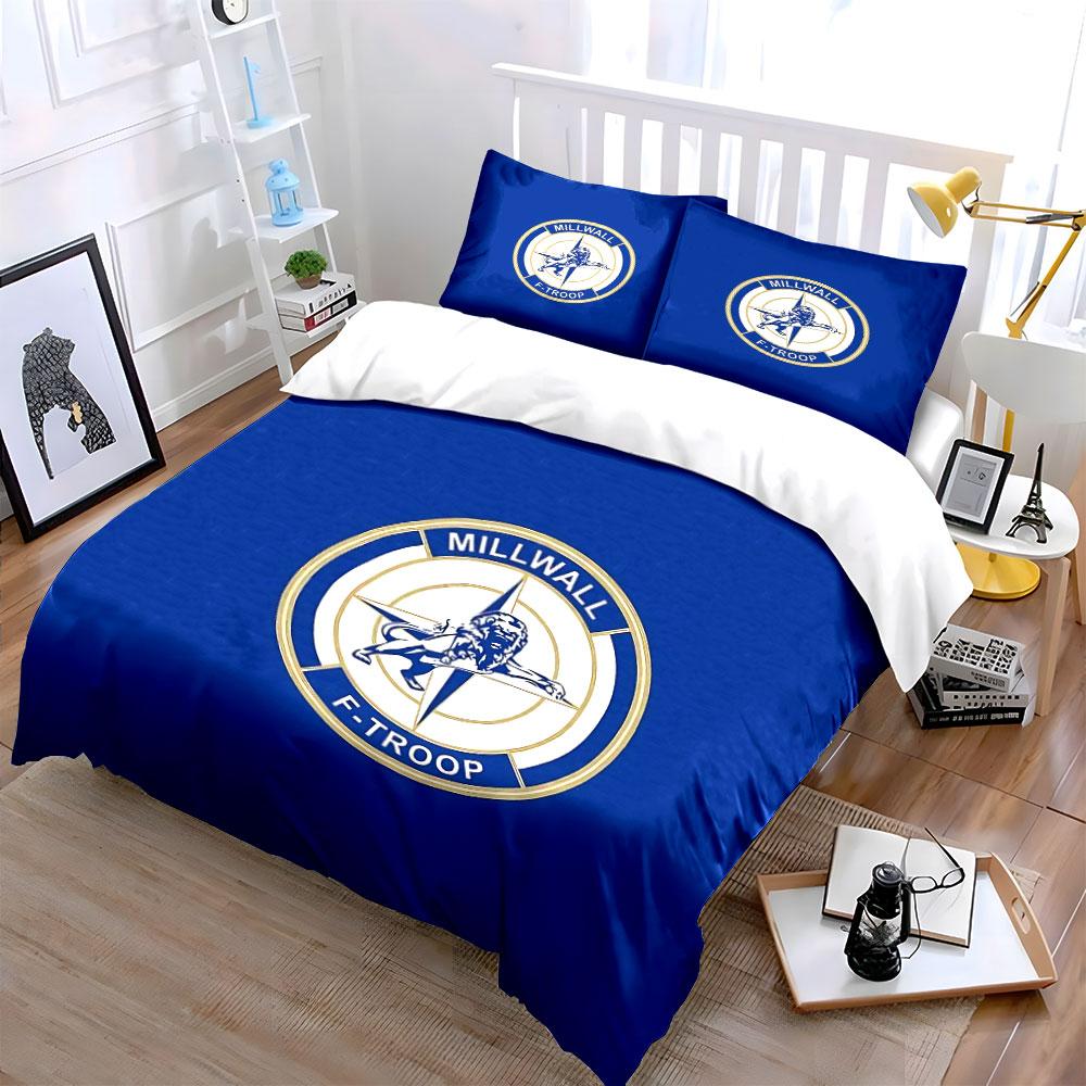 Millwall Lion Logo Blue Print Bedding Duvet Cover Set Duvet Cover Pillowcases (1*Duvet Cover 2*Pillowcases, without duvet insert)