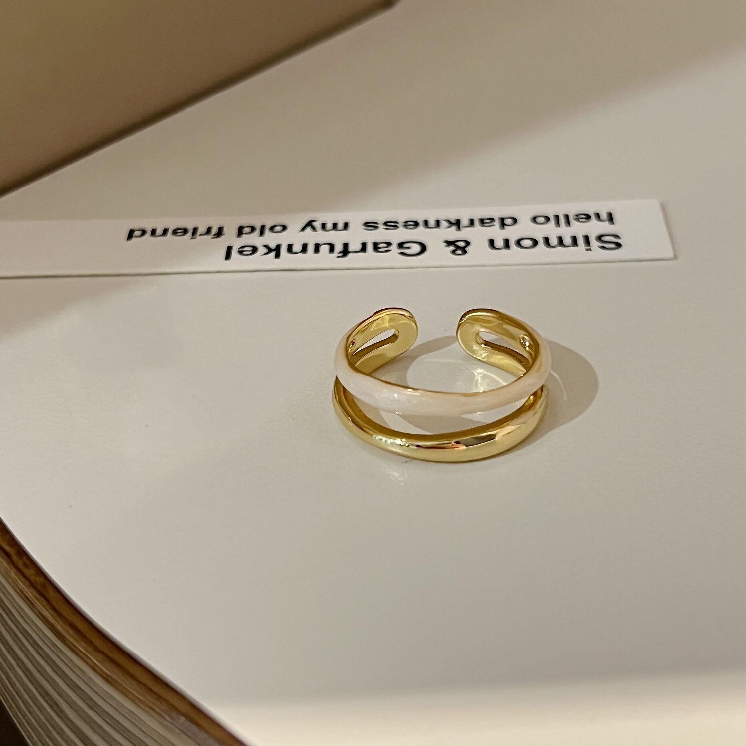 Elegant Double Layer Wave Ring for Women - Stylish, Lightweight, Open Index Finger Style