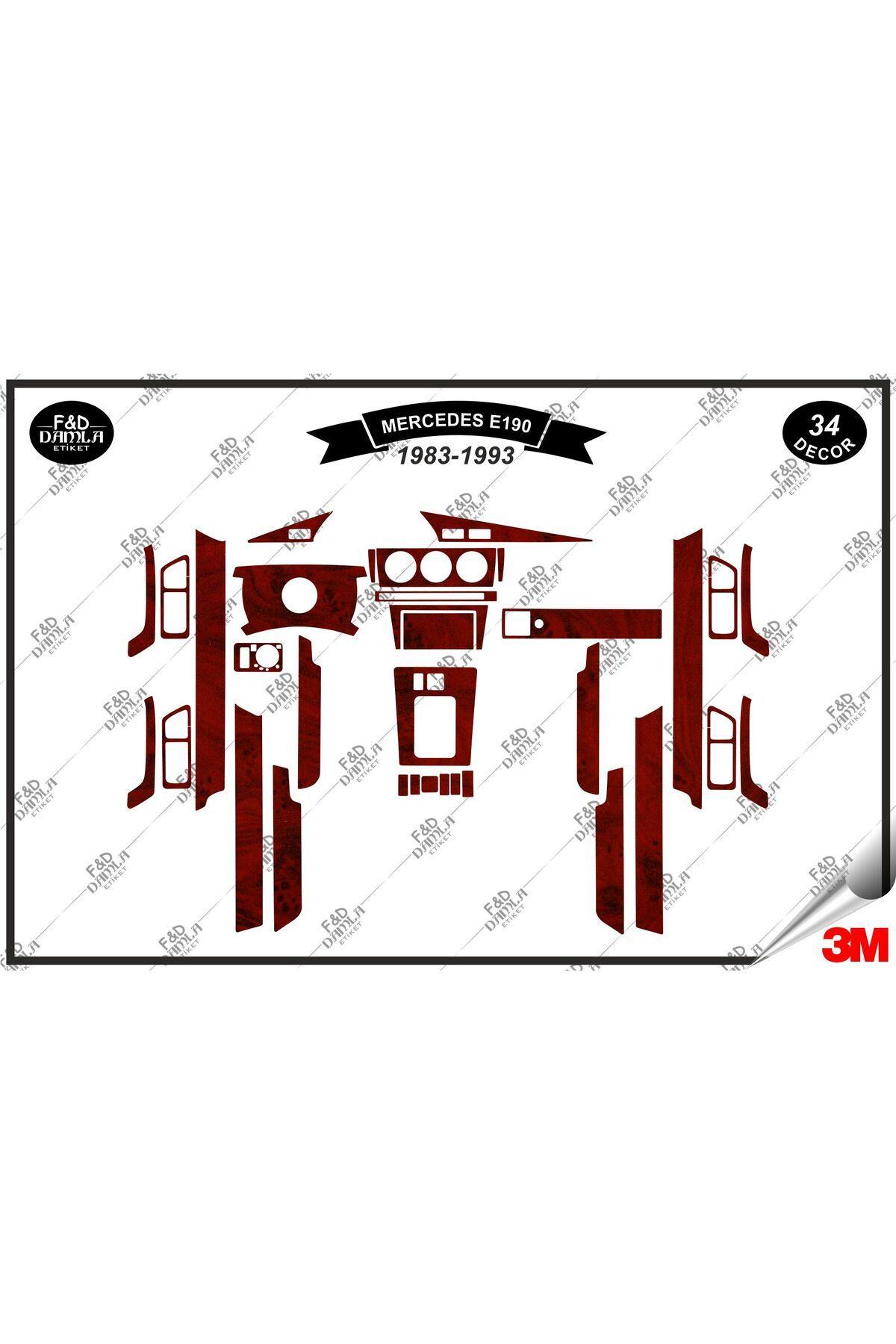 

Mercedes E-190 1983-1993 Torpido Konsol Trim Göğüs Maun Kaplama Set 34 Parça Maun