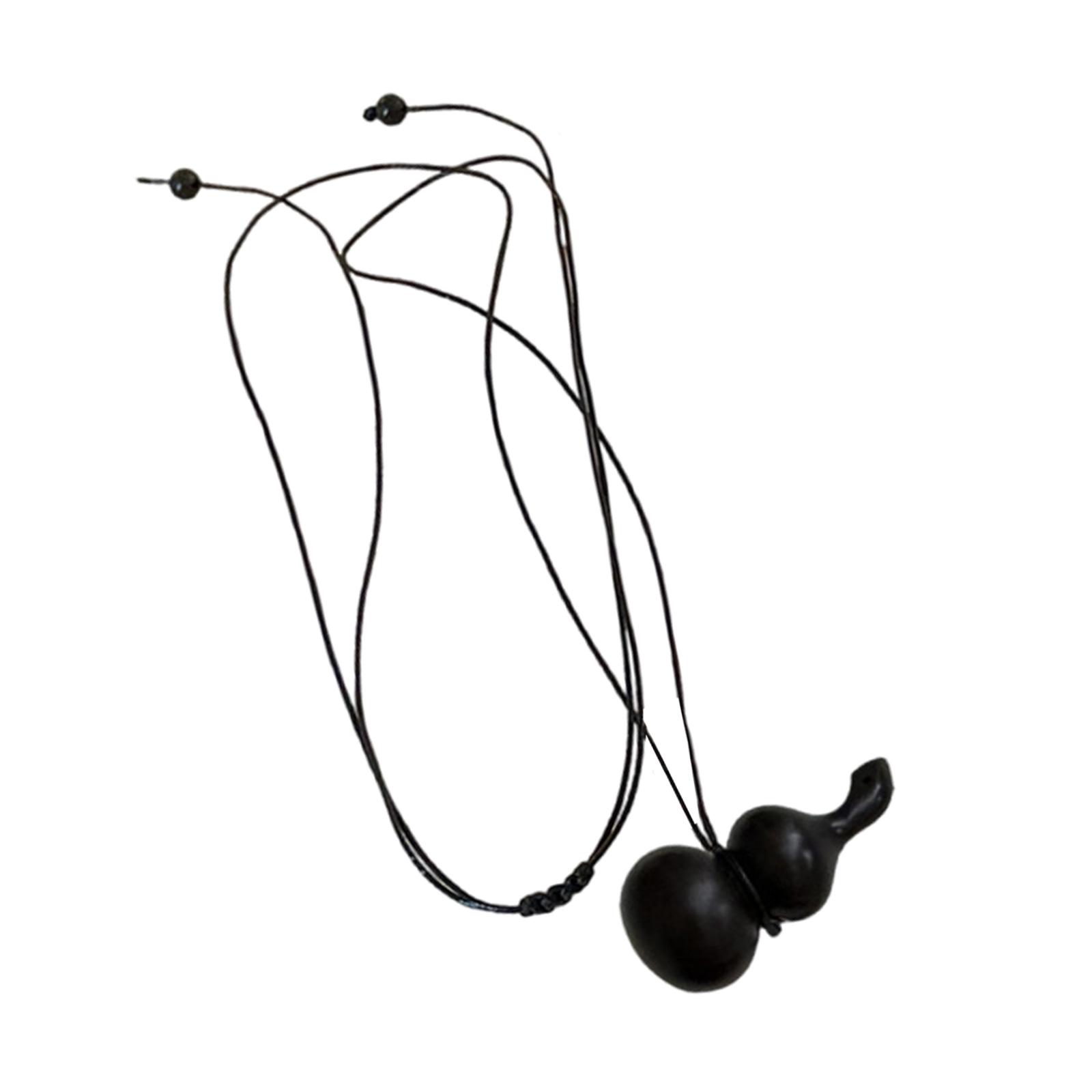 

Elegant Wood Gourd Pendant Necklace Eco Friendly Wood Gourd Pendant Necklace with Leather Cord for Modern Aesthetics чорний