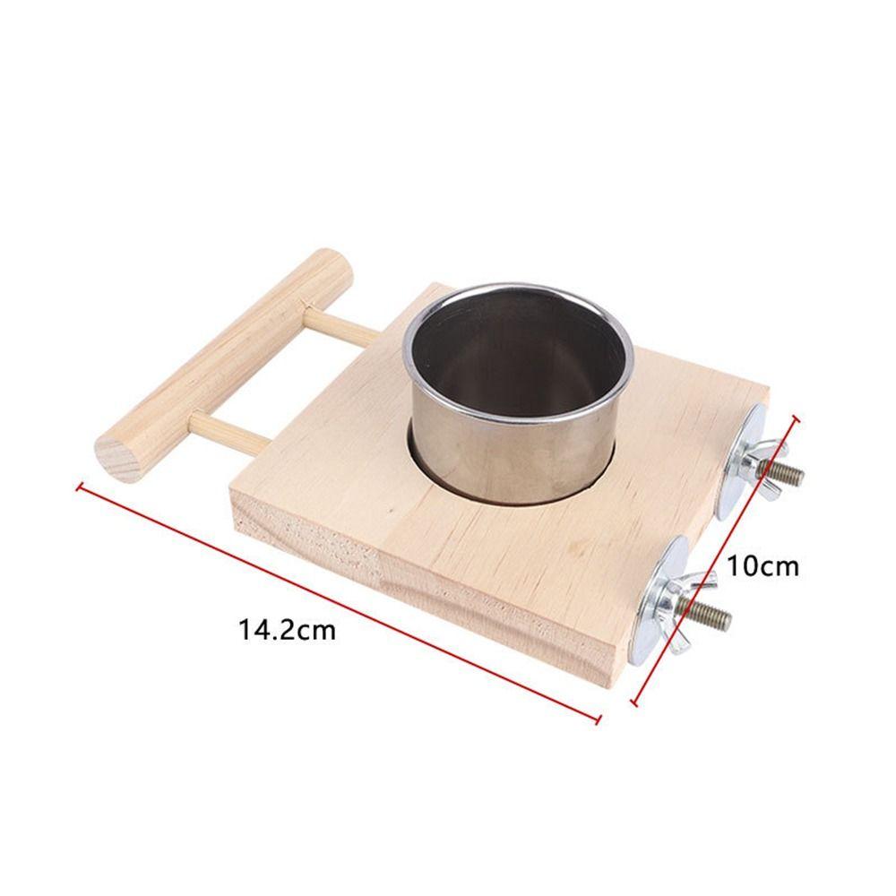 Wooden Perch Stand Hanging Feeder Bowls Multifunctional Bird Food Cups  Budgie