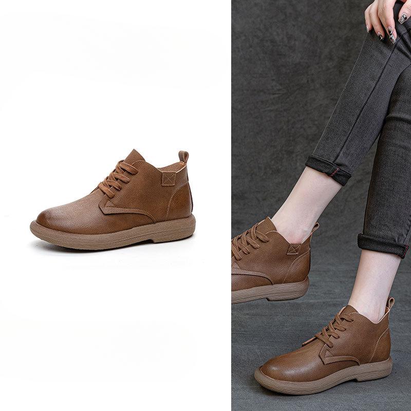 New Women's Shoes Chunky Heels Retro Casual Ankle Boots and Versatile Boots