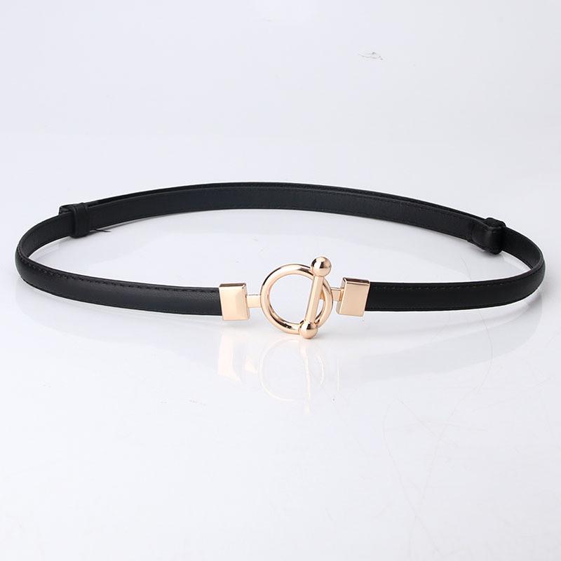 Womens Adjustable Pu Leather Belt With Metal Buckle For Office And Casual Wear