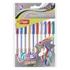 Flair Glitter Sparkle Gel Pen Set of 1x 10pc Multicolor Ink 1mm Smooth Writing Pens for School Office Journaling Art