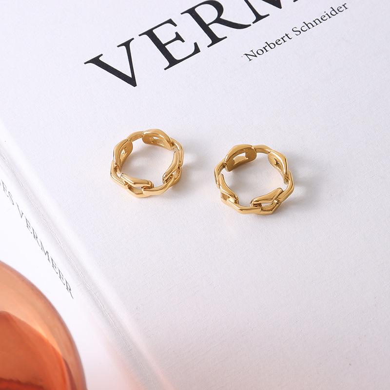 

Minimalist 18K Gold-Plated Titanium Steel Hollow Women s Ring Size 9