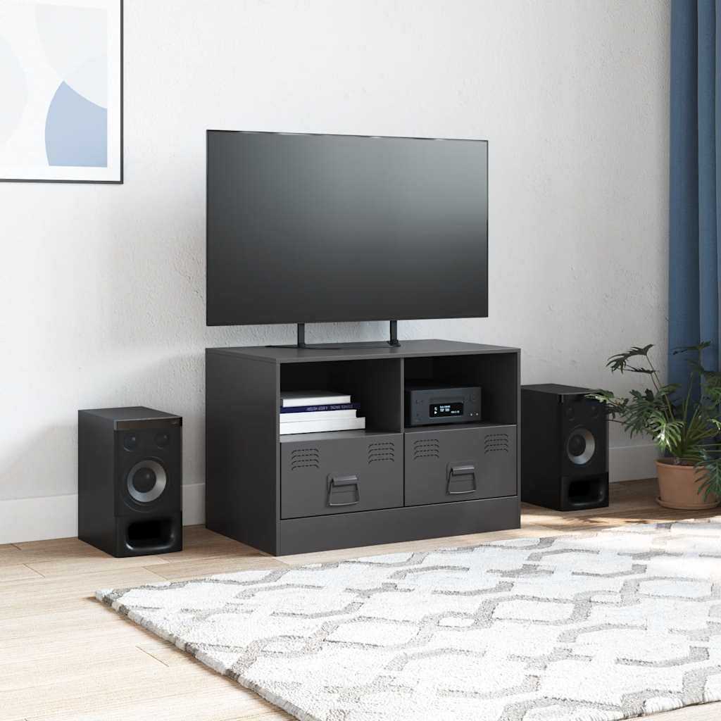 Vidaxl Szafka Pod Telewizor, Czarna, 67X39X44 Cm, Stalowa