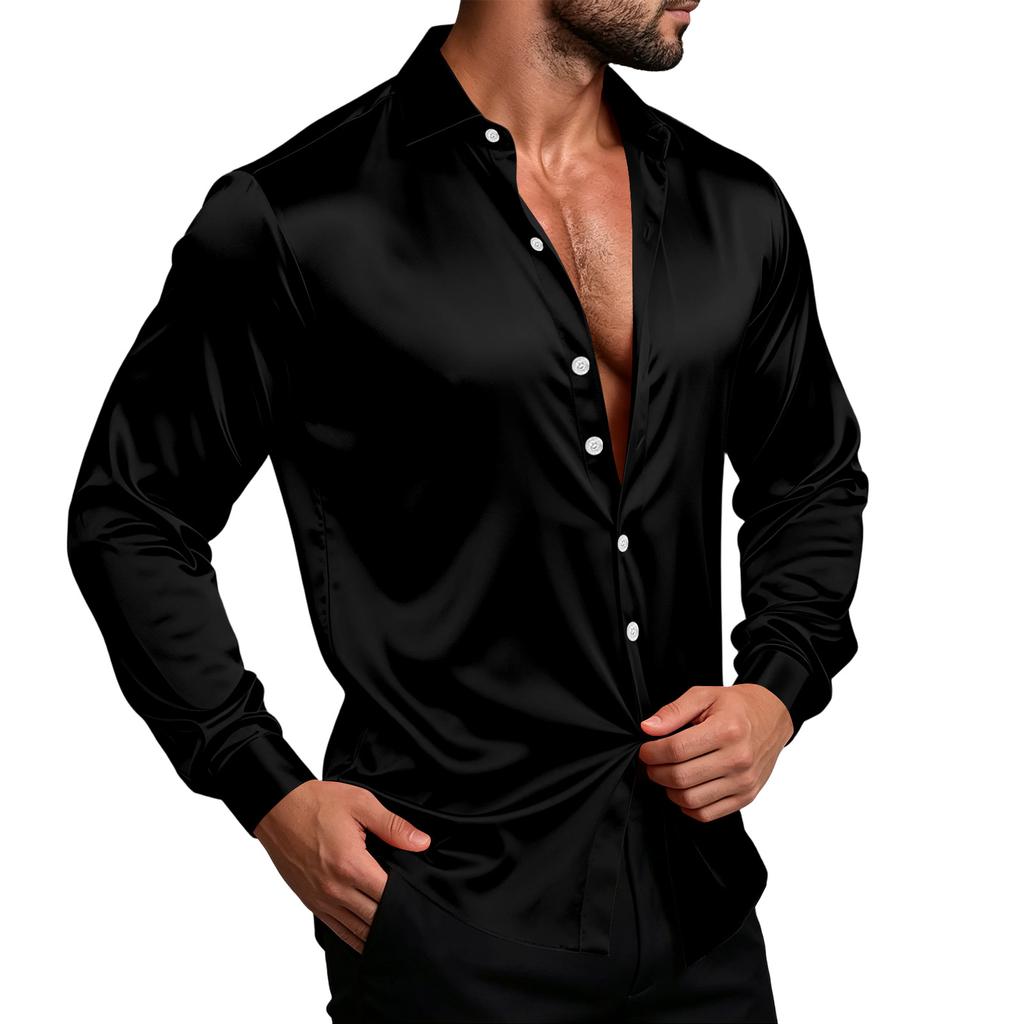 Men's Color Shirt Jacket Casual Loose Fit Breathable Long Sleeve Lapel Collar for Spring and Fall