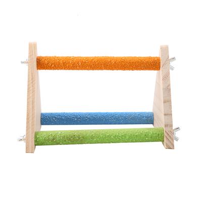 Bird Wooden Perch Wooden Platform Natural Wood Stand Toy Branch for Birds(Triangle)