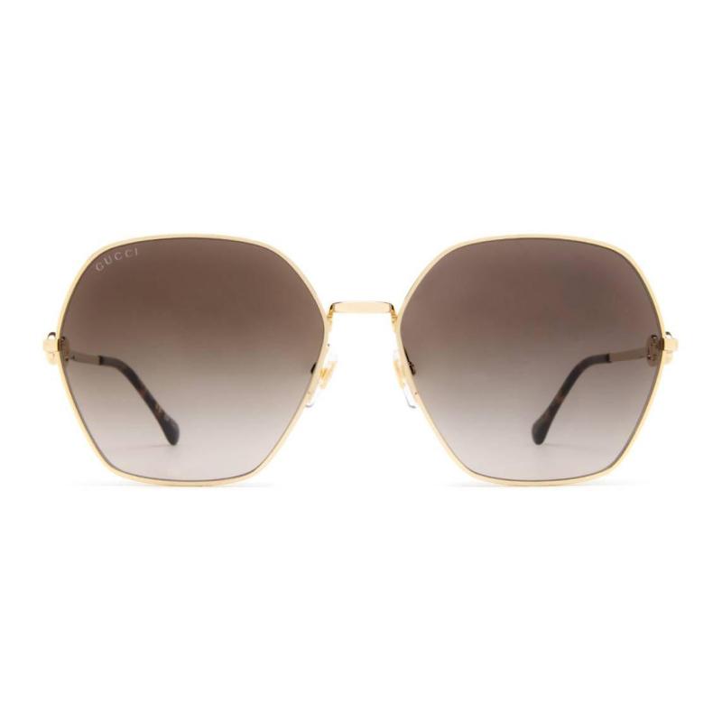 

GUCCI Horsebit Monogram Logo Temples Alloy Irregular Sunglasses Women s Gold 62 золотой