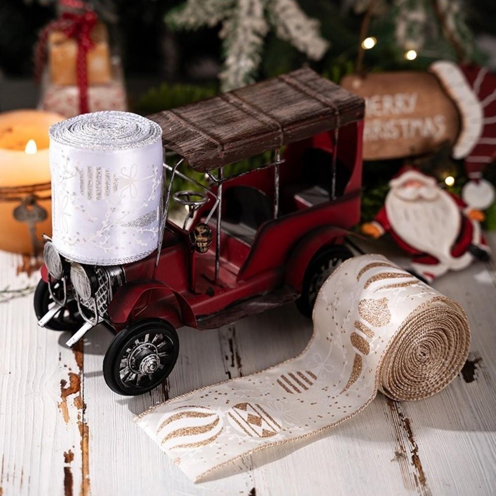 DIY Christmas Bow Ribbon Gold Fabric Swirl Ribbon New Christmas Tree Ribbon  Xmas Gift