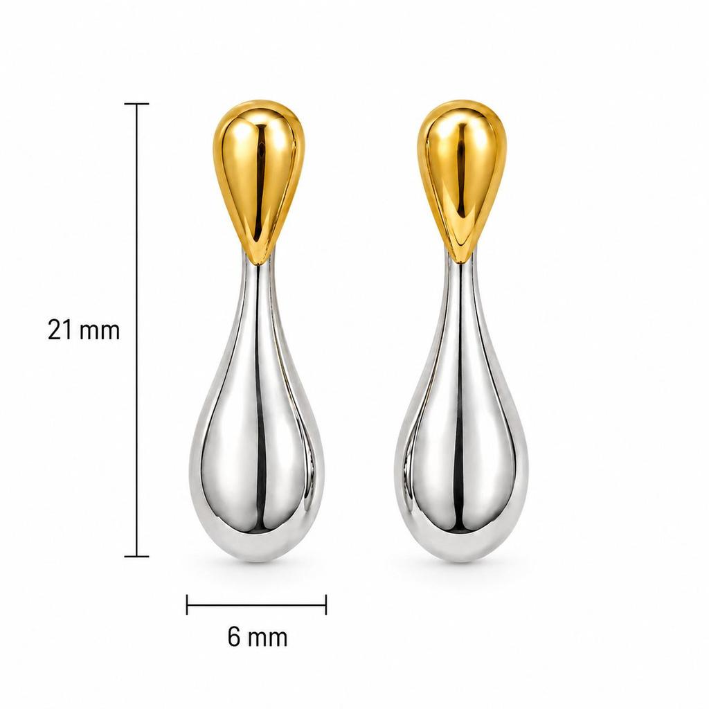 European High-End Two-Tone Stainless Steel Irregular Water Drop Earrings
