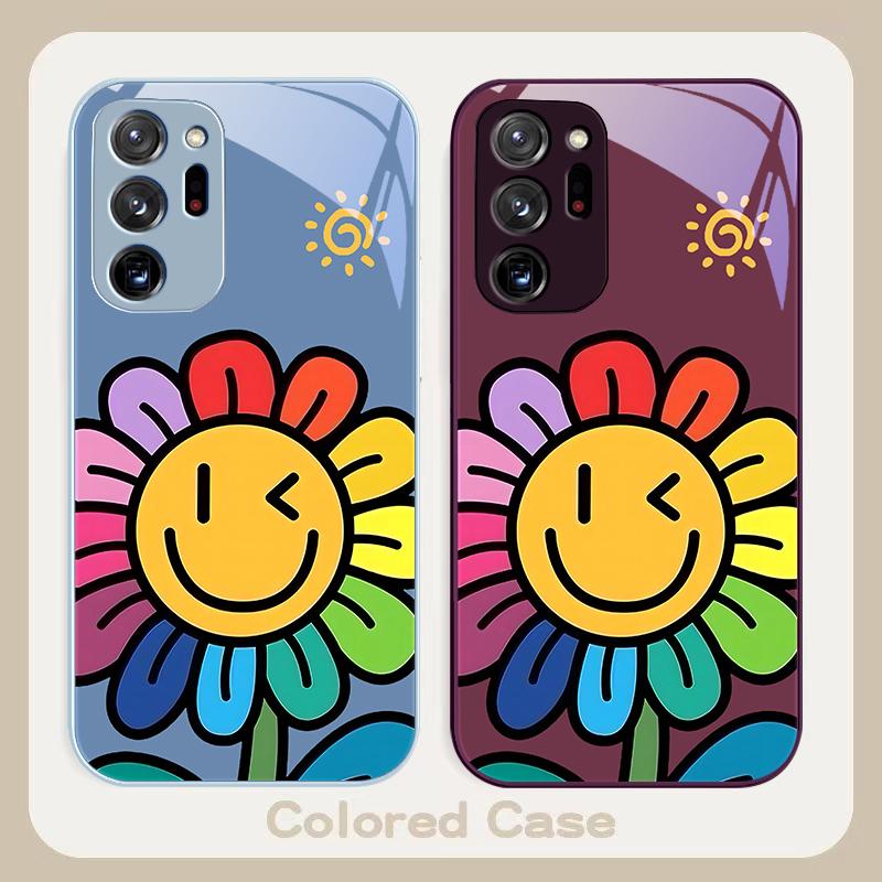Cartoon-Blumen Lila Für Samsung A 01 02 03 Core 04 05 06 10 12 13 A14 5G 15 16 M 02 12 Note 8 9 10 20 Glas Ultra Handyhülle