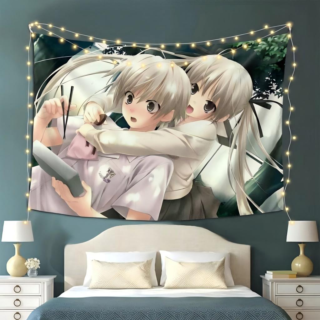1pc Kasugano Siblings Yosuga no Sora Anime Tapestry, Sweet Couple Scene Wall Hanging, Soft Aesthetic Decor for Bedroom Dorm