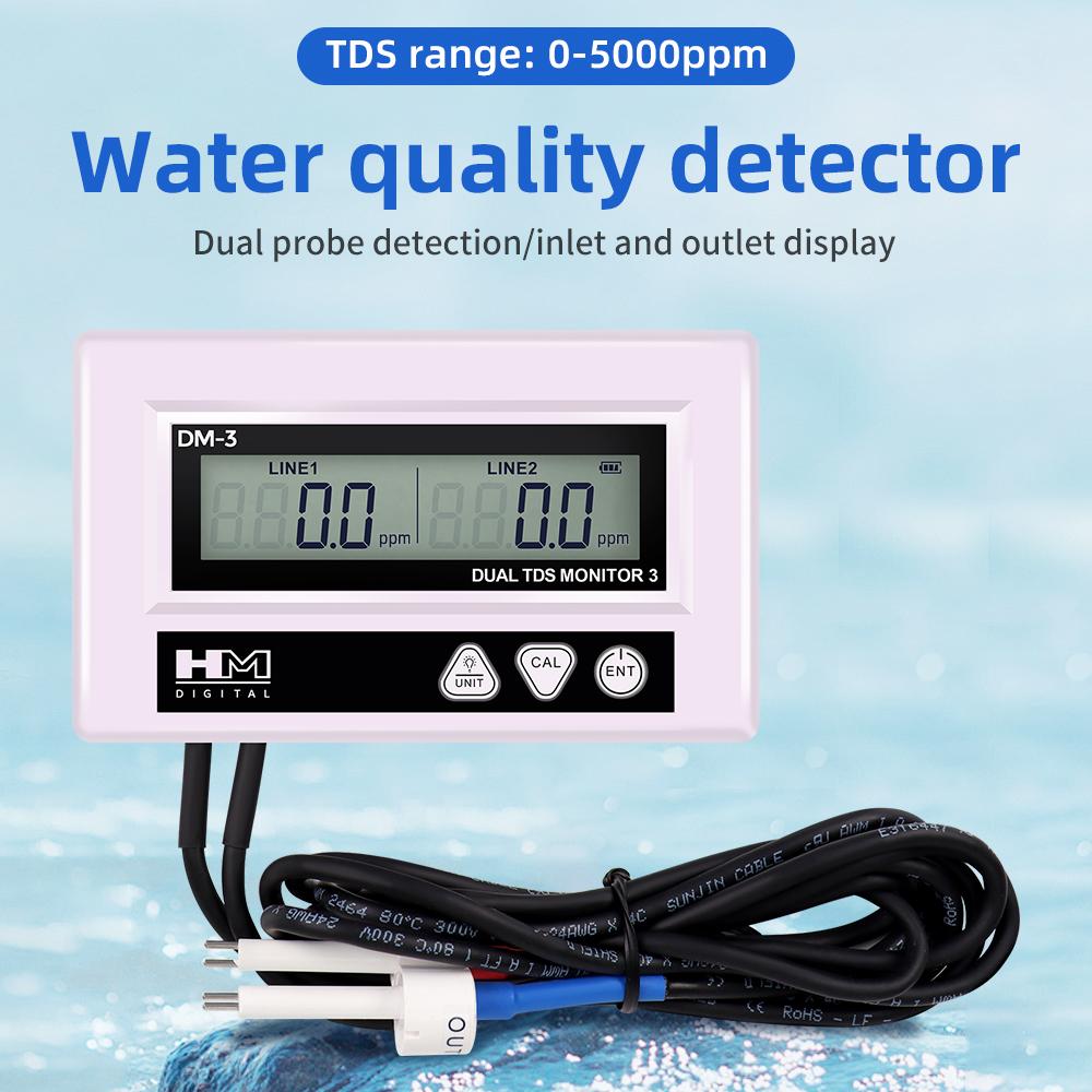 

HM DM3 Online Dual TDS EC Meter TDS EC Water Quality Tester HD LCD Display Dual Probe Drinking Water Pool Aquarium PH Meter