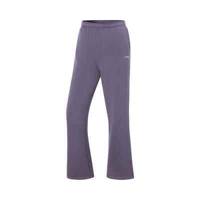 Li Ning Fitness Series Casual Simple Solid Color Straight Leg Thick Fleece Comfortable Versatile Warm Knitted Sports Pants Women Pants AKLV968-8