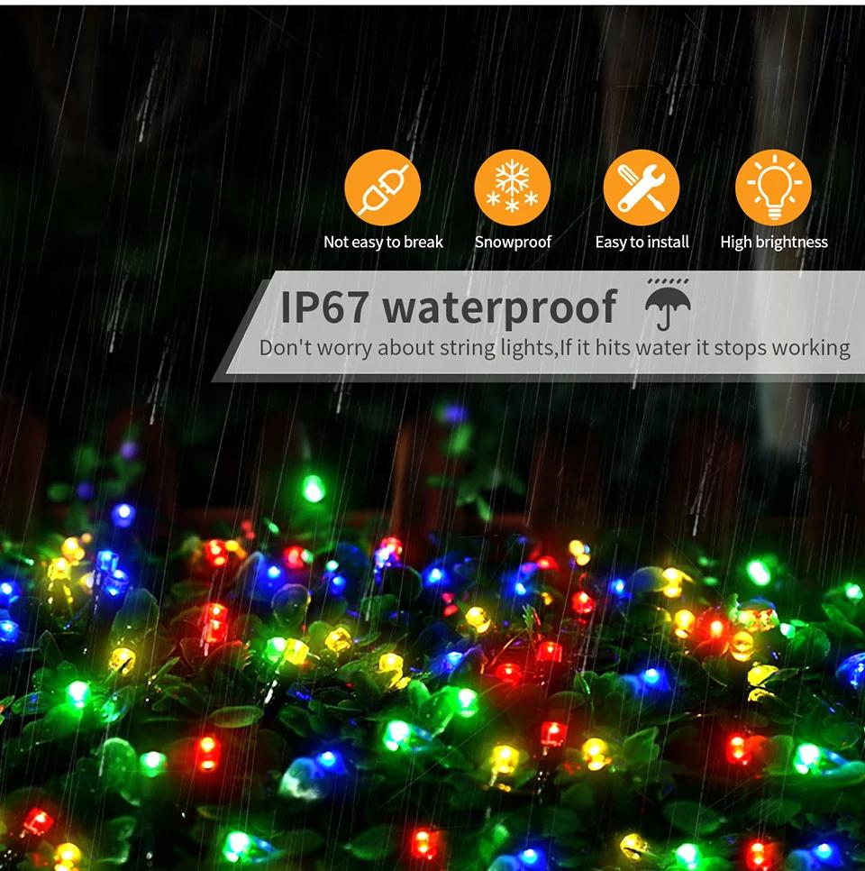 Outdoor Solar String Fairy Light Waterproof Garland Large Solar Panel Fast Charge Lamp for Chritmas Party Garden Decor