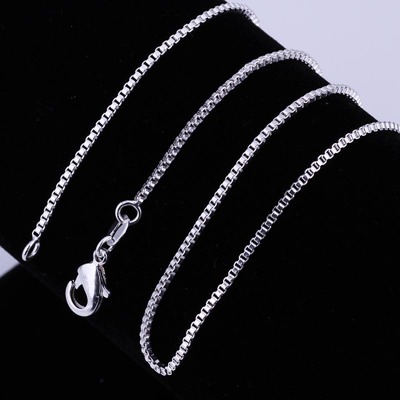 16-24 Inch Silver 1MM Box Chain Necklace - European & American Style, Korean Version C007