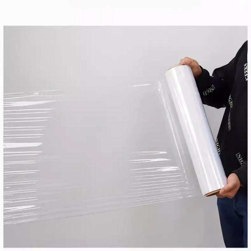 Width 50cm PE Stretch Wrap Film Industrial Self-adhesive Packag Transport Film Thick 0.02mm Multi-functional Transparent Stretch Fixed Protect Films