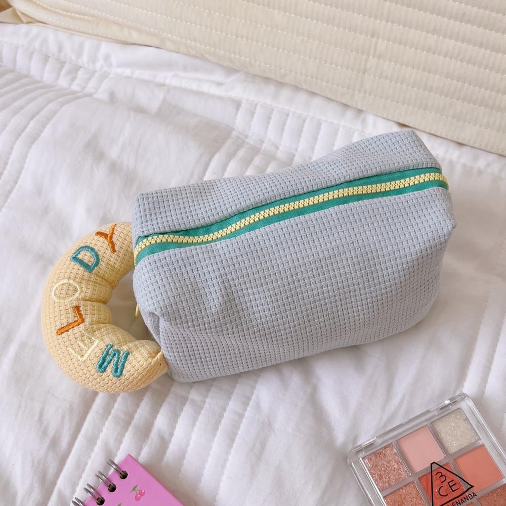 Macaron Pencil Case Student Large-capacity Fabric Stationery Bag Simple Contrasting Color Pencil Case Stationery Case