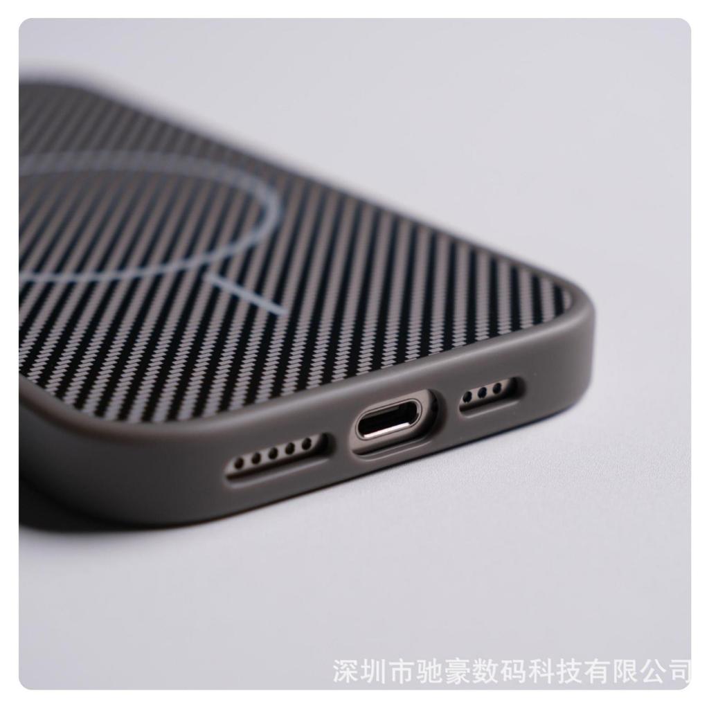 Applicable To Apple 16promax Carbon Fiber Pattern Magnetic Mobile Phone Case iPhone15 Matte All-inclusive Anti-drop PC Case 14