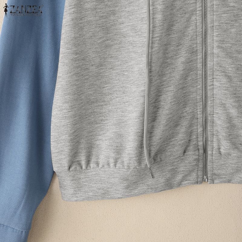 ZANZEA Women Casual Long Sleeve Hoodies Thin Cardigan Outwear