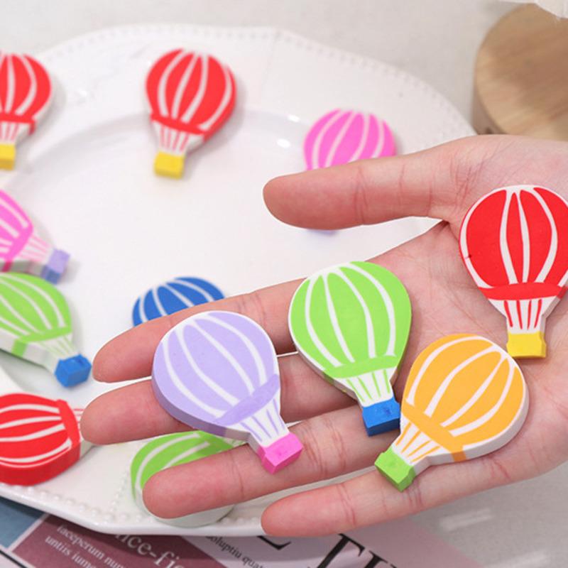 6 Pieces Cute Kawaii Hot Air Balloon Rubber Eraser For Kids Novelty Stationery Office School Supplies