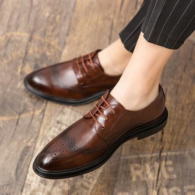 Size 38-46 Retro Men Block Shoes Men Casual Comfortable Lace Leather Shoes Men Business Office High Quality Formal Shoes