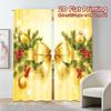 2pcs,Curtains Christmas Bow Holly Berries Ornaments Chic Light Filtering Curtains Machine Washable Fabric Curtains Decorations