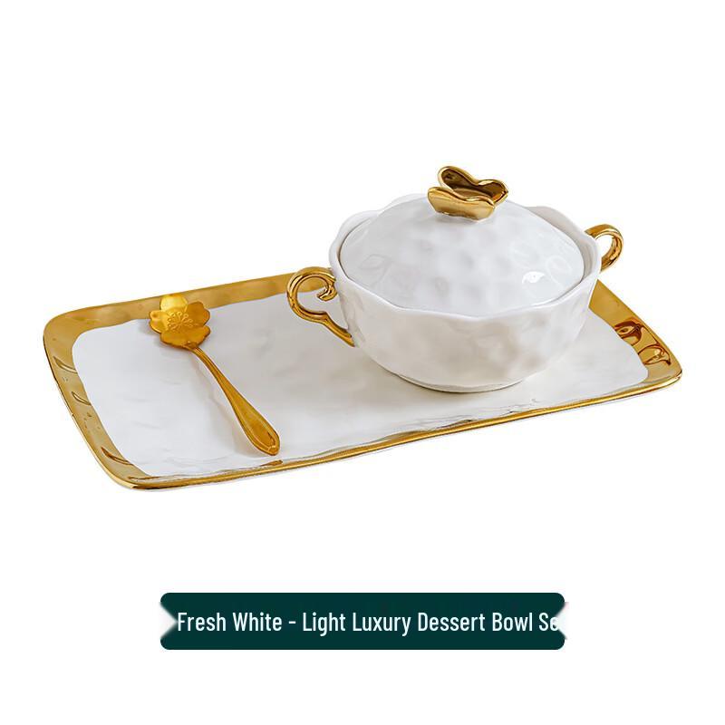 Abay European-Style Ceramic Double-Handled Bowl with Lid