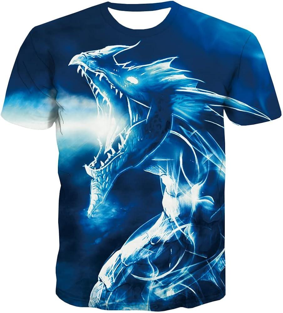 

KYKU Cute Dragon Tshirt Men Fantasy Apparel Animal Graphic T Shirts Unisex T-Shirt XL