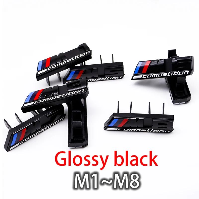 HBSA8 Car Sticker ABS Car Front Grille Emblem M1 M2 M3 M4 M5 M6 M7 X1 X2 X3 X4 X5 X6 X7 For BMW M Competition LOGO Decor Car Styling A