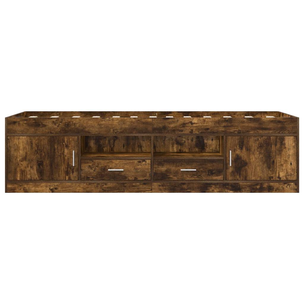 Bed Frame with Storage and Door Smoked Oak 80 x 200 cm