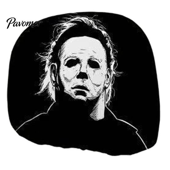 Horror Theme Auto Accessories Funny Expression Car Headrest Cover,Elastic Seat Protector, Universal Scary Novelty Gift for Lovers Ghost Face Interior