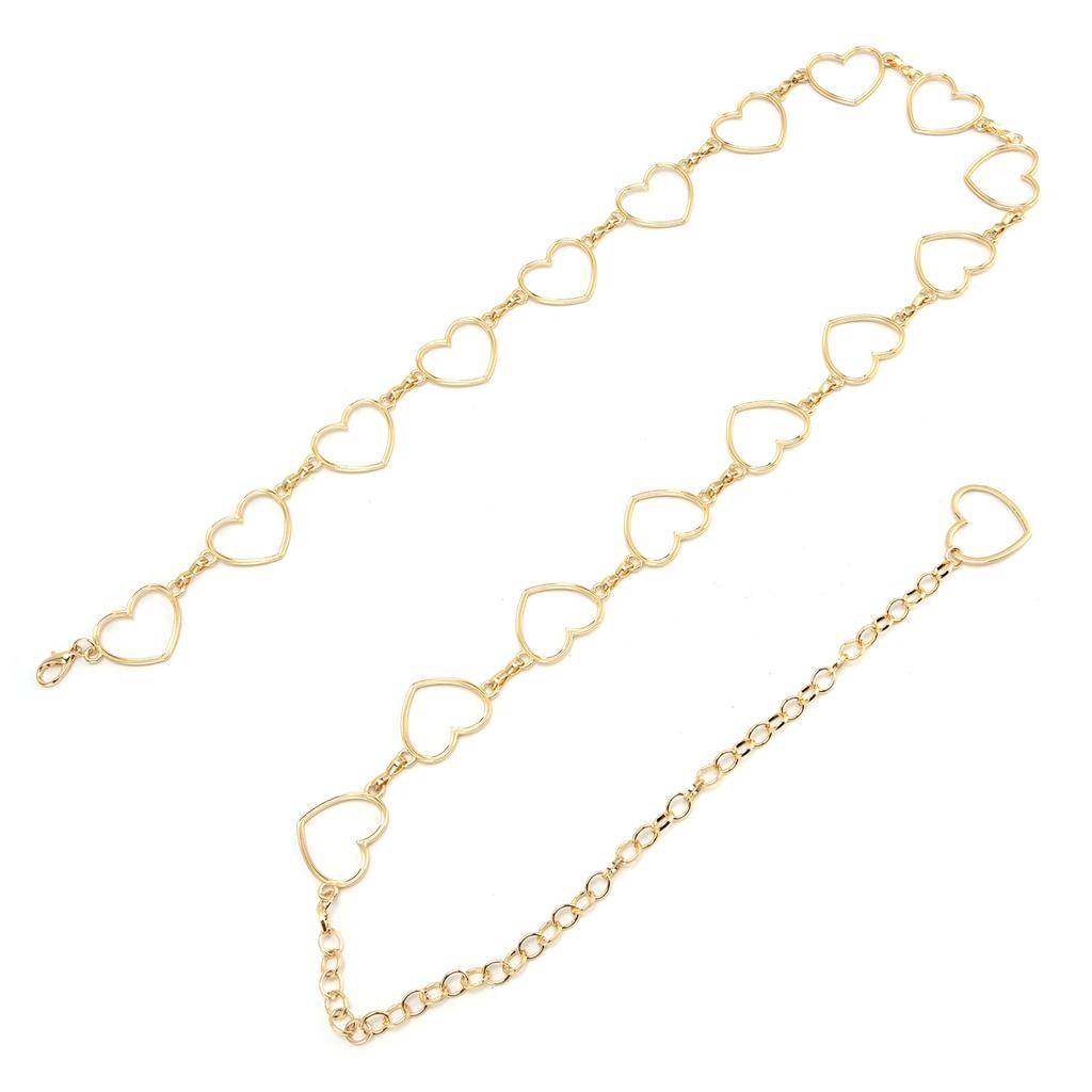 Waist Chain Belt Metal Shiny Rhinestones Golden Love No Allergies All Match Gold Chain Belt for Shorts Suits Shirts