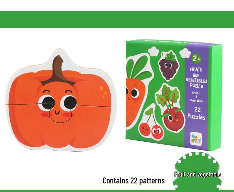 23-Piece Early Education Wooden Puzzle for Kids: Vegetables, Fruits, Animals, Transportation