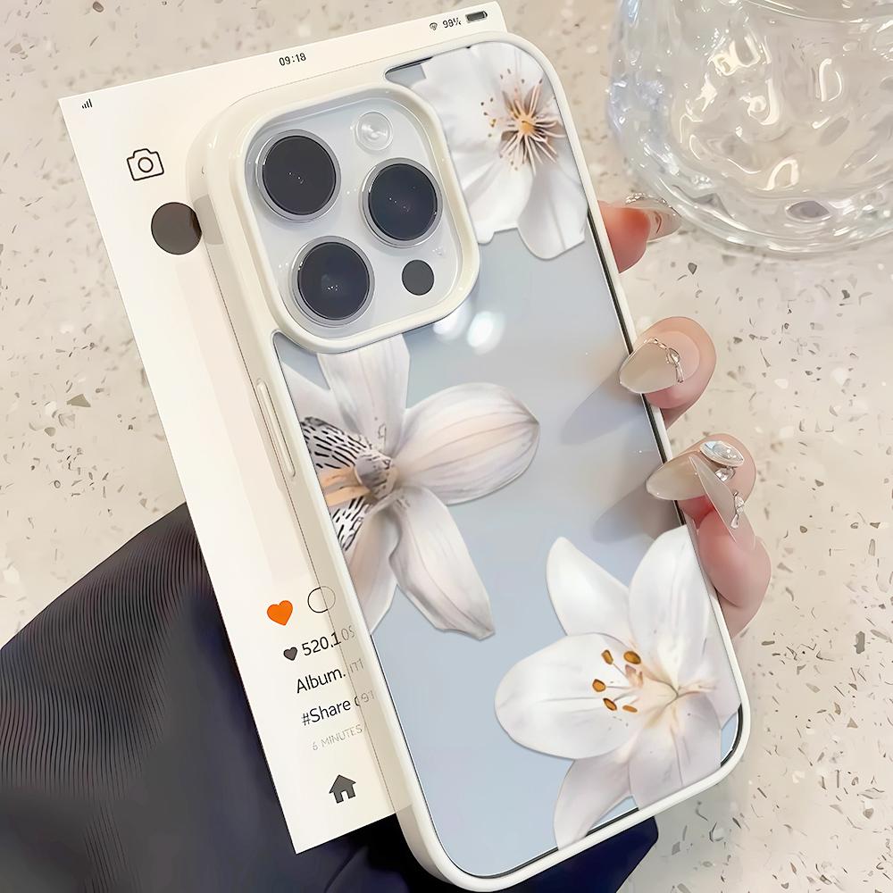 Three White Flowers Phone Case For iPhone 17 Air 16 14 15 Pro Plus 13 12 11 Pro Max 16e Shockproof Silicone Phone Cover Fundas