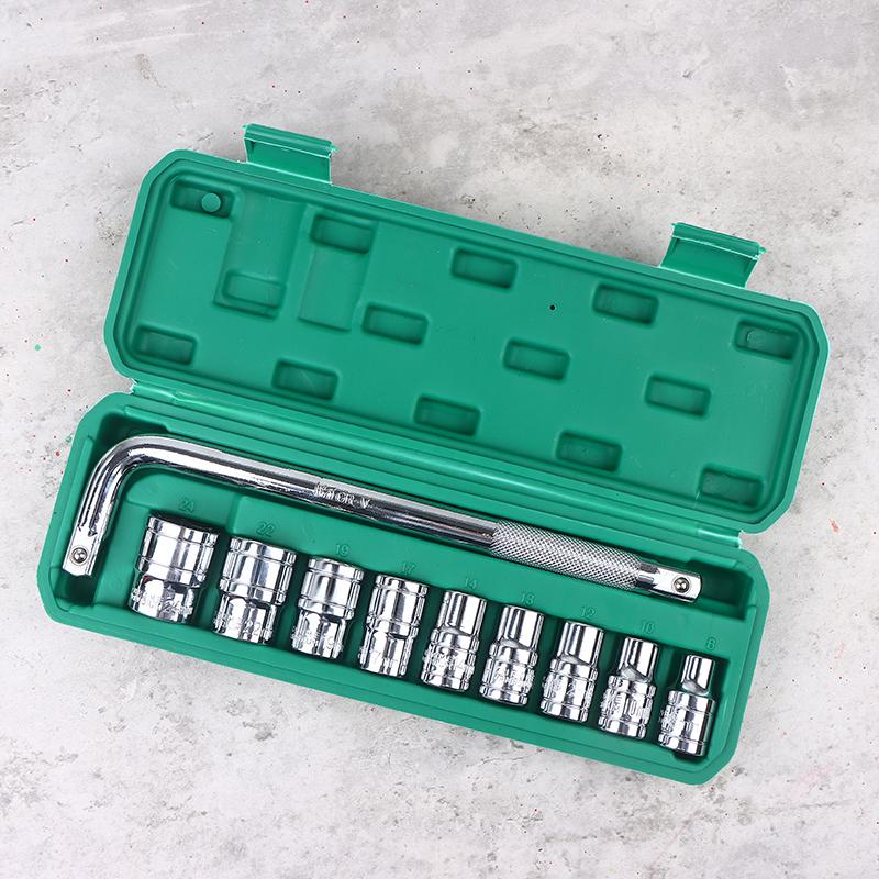 10Pcs/Set Socket Wrench 1/2-Inch Drive With Way Quick Released Hex Socket Ratchet Handle And Bent Rod Mechanic Tool Kit