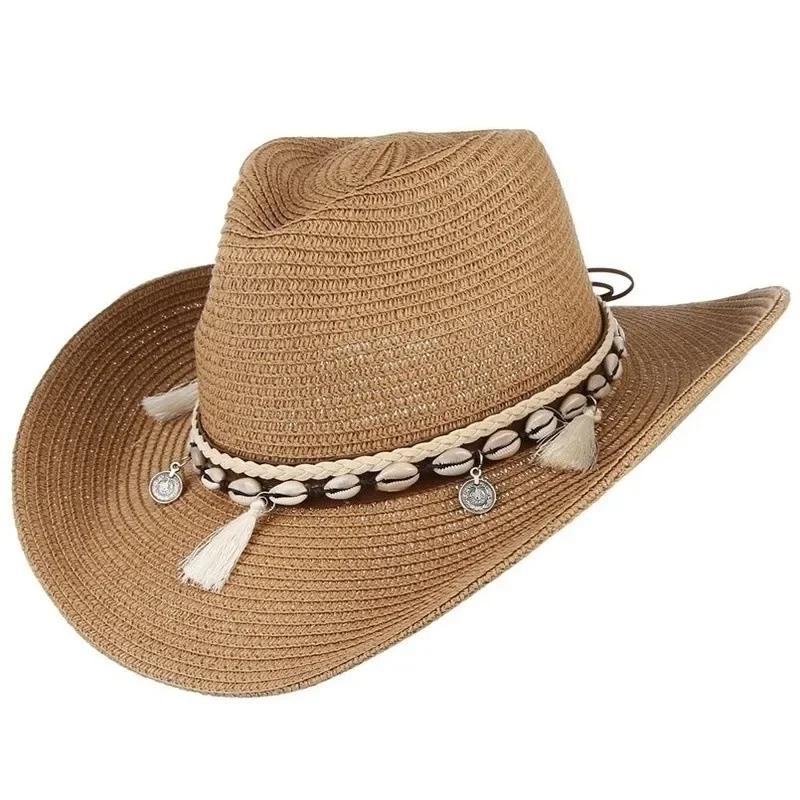 Fashion Summer Straw Hat Women Beach Lady Sun Caps Panama Hat Cowboy Straw Cap UV Protection Sonskerm Hoede Adjustable Hat