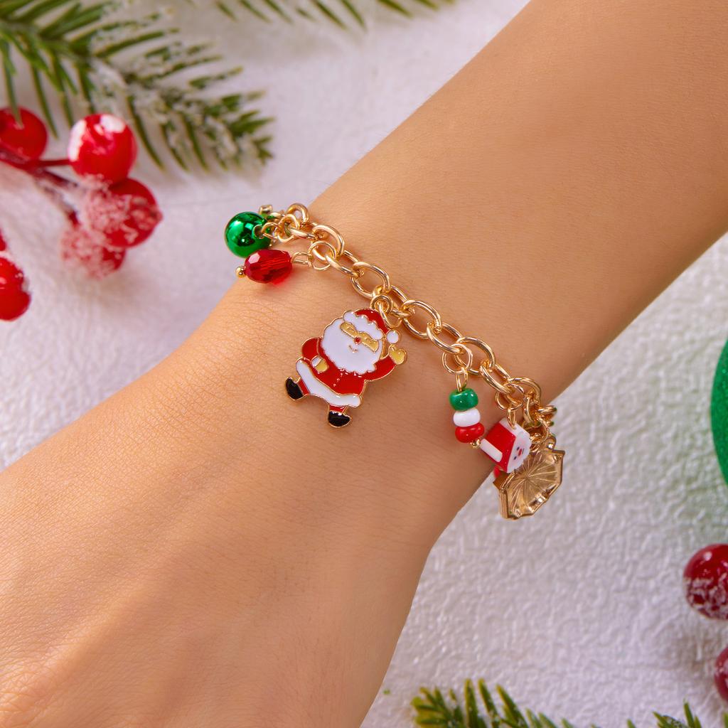 Christmas Metal Chain Necklace For Women Girls Santa Claus Snowman Bell Elk Wreath Pendant Clavicle Choker Party New Year Gifts